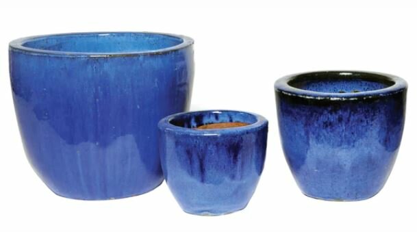 GLAZED EGG POT BLUE MIDDEN D30H26