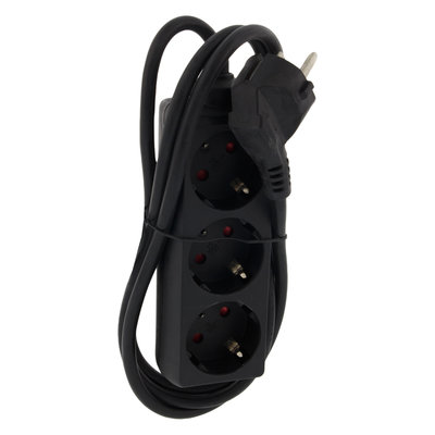 STEKKERDOOS 3V RA ZWART 1,5M