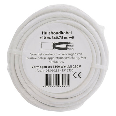 HUISHOUDSNOER VMVS 3X0.75MM 10M WIT