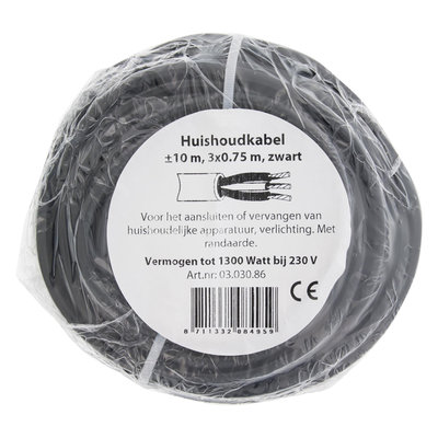 HUISHOUDSNOER VMVS 3X0.75MM 10M ZWART
