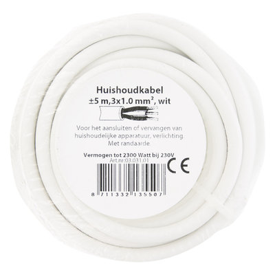 HUISHOUDSNOER VMVL 3x1,0MM 5M WIT
