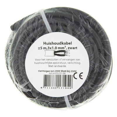 HUISHOUDSNOER VMVL 3x1.0MM 5M ZWART