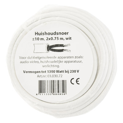 HUISHOUDSNOER VMVS 2X0.75MM 10M WIT