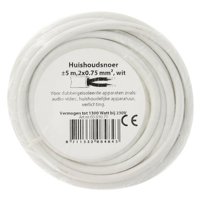HUISHOUDSNOER VMVS 2X0.75MM 5M WIT