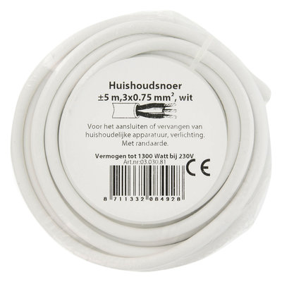 HUISHOUDSNOER VMVS 3X0.75MM 5M WIT