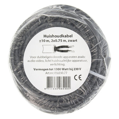 HUISHOUDSNOER VMVS 2X0.75MM 10M ZWART