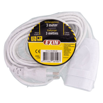 VERLENGSNOER EURO 2x0.75MM WIT 3M