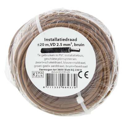 INSTALLATIEDRAAD VD 2.5 BRUIN 20M