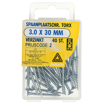 SPAANPLAATSCHR. TORX 3.0 30 MM  VERZ.