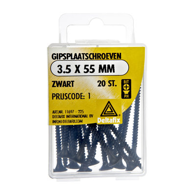 GIPSPLAATSCHROEVEN 3.5 55 MM  ZWART
