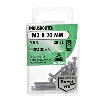 INBUSBOUTEN M3 20 MM  R.V.S.