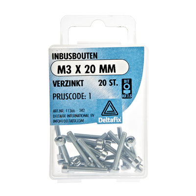 INBUSBOUTEN M3 20 MM  VERZINKT