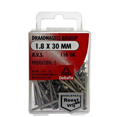 DRAADNAGELS BOLKOP 1.8 30 MM  R.V.S