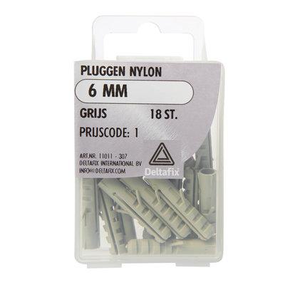 PLUGGEN NYLON 6 MM GRIJS