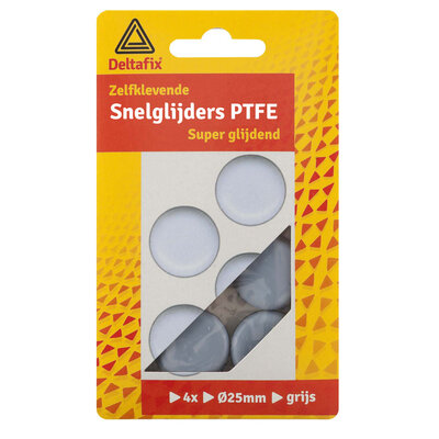 TEFLON GLIJDERS ROND 25 MM   GRIJS