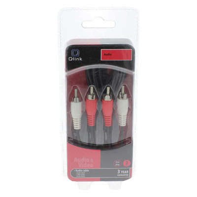 QL TULP KABEL 2RCA/2RCA MA-MA RD/WT 3M