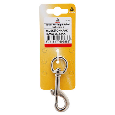 MUSKETONHAAK   20 MM VERNIKKELD